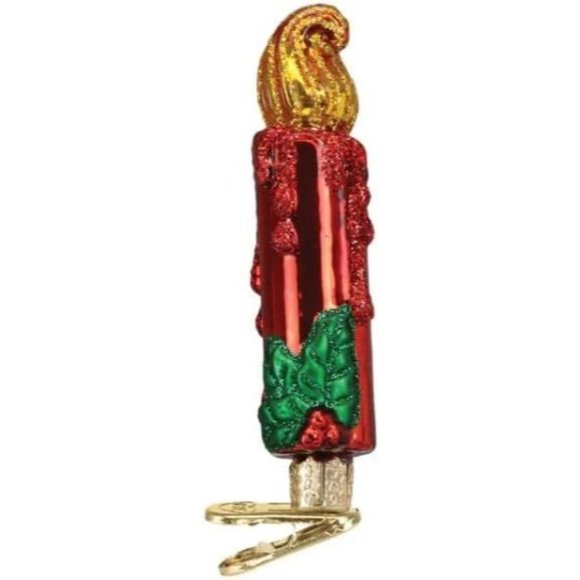 Red Clip-On candle Ornament Old World Christmas Glass Ornament - Picture 3 of 3
